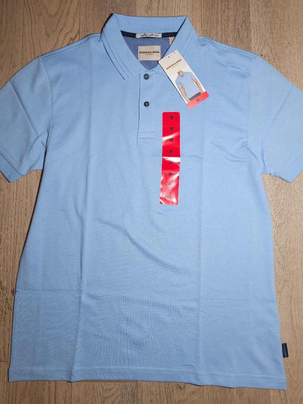 Scotch & Soda Men's Polo Shirt Stretch Regular Fit Size M Blue White